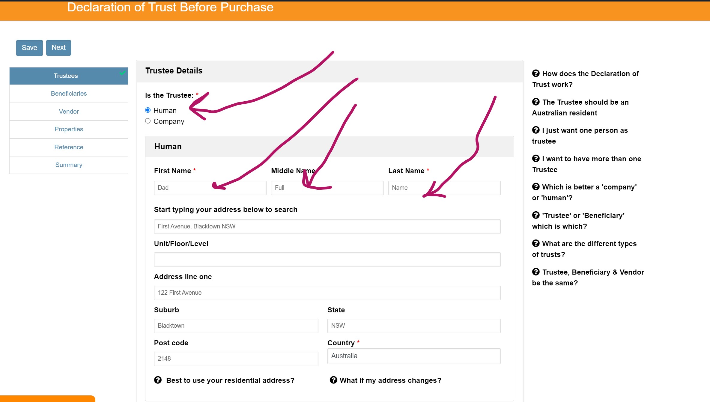 Bare Trust Before you buy how to complete the trustee